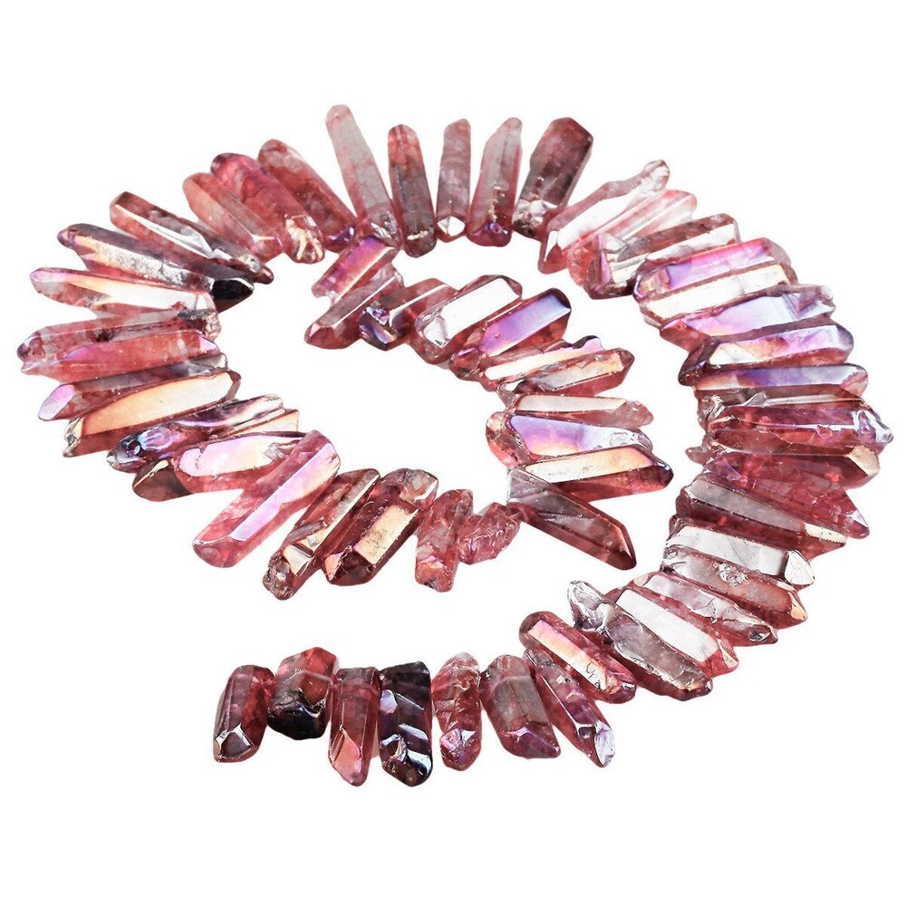 5155 Natural Rock Crystal Quartz Points for Jewelry Making, Titanium Coated